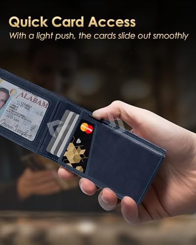 QLD 2026 Wallet for Men - RFID Blocking Slim Minimalist Wallet, Navy - Image 2
