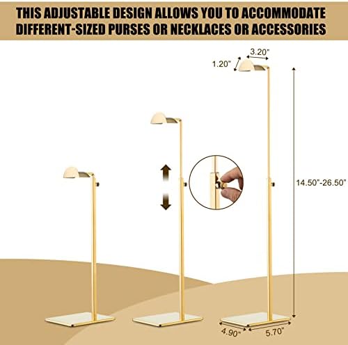 Gold Handbag Display Stand - 2 Pack Table Polished Gold Purse Stands for Display - Adjustable Height Semi Circle Clutch Bag Hanger Display Stand for Boutique Store - Image 4