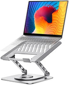 Adjustable Computer Stand with 360 Rotating Base, Ergonimic Foldable Laptop Riser for Desk Compatible with MacBook Pro/Air Notebook up to 16 Inches, Silver by Unknown