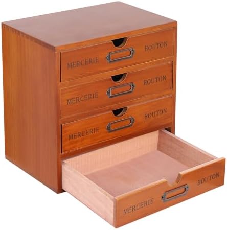 Wood Desk Organizer with 4 Drawers, 4 PCS, Desktop Storage, 4-Tier Solid Wood Cabinet Holds Letter, Paper, Mail, Makeup, Crafts, Home Office Supplies, Fully Assembled by LARIDEN