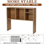 Briwooody Dorm Desk Hutch Desktop Bookshelf for College Office, Natural - Image 5