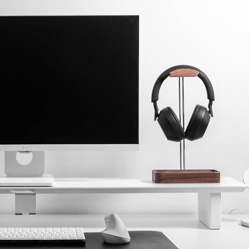 Raico Headphone Stand with Catchall Tray Base Premium Showpiece Headset Holder with Storage Solid Wood (Walnut) - Image 5