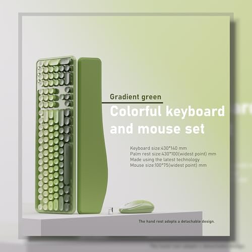 UBOTIE Wireless Keyboard and Mouse Combo, Phone Holder (Green) - Image 3