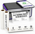 4x6 Thermal Label Printer - Bluetooth, Wireless, 2 Extra Label Rolls by Zeedstar