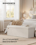 SONGMICS Foldable Storage Ottoman with Flipping Lid, 43.3 Inch Velvet Bench - Image 3