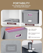 2 Pack File Storage Organizer, Filing Box, Portable File Box with Lid, Fit for Letter/Legal File Folder Storage, Document Organizer, Gray - Image 2