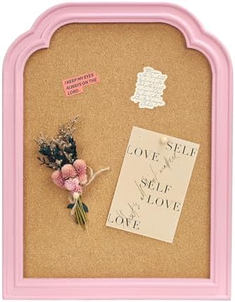 Cork Bulletin Board with Pink Frame, 13"*17" Pin Board for Home, Office, Bedroom, Dorm - Decorative Hanging Message Board for Notes, Photos, Vision Board(PK-3343) by Okydoky