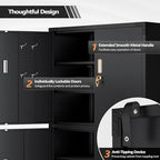 VINGLI Large Garage Storage Cabinet with 4 Doors, Upgraded Height & Wide & Deep, 43''W x 23''D x 75''H, Oversized Metal Storage Cabinet with Pegboards Wheels Locks and Adjustable Shelves (Black) - Image 6