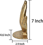 Hand Bookends Decorative, Heavy Duty Cast Iron Book Holder, Prayer Hand Book Ends for Shelves Living Room Home Decor Office, Antique Gold, 1 Pair/2Pieces - Image 3