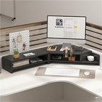 2-Tier Extended Triangle Monitor Stand Riser with Cup Holder & Pegboard Laptop Riser,Wood Desktop Corner Shelf,Computer Laptop Desk Organizer Computer Stand,Space Saving Office Desk Storage Rack by Unknown