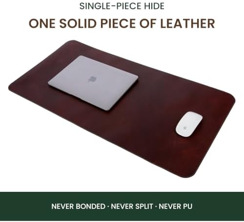 Havee Cabana Leather Desk Mat - Genuine Leather Handmade in Colombia - 32" x 16" - Brown - Image 4