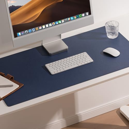 Nekmit Leather Desk Blotter Pad 36 x 20 Inches, Flat, Non-Slip, Waterproof, Blue - Image 5