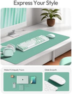 YSAGi Leather Desk Protector, Office Mat, Large Mouse Mat, Non-Slip PU Leather Blotter, Laptop Desk Mat, Waterproof Writing Pad for Office and Home(Green-Blue, 63" x 24") - Image 2