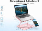 Laptop Stand for Desk,Adjustable Computer Stand with 360° Rotating Base,2-in-1 Laptop Stands with Phone Holder,Ergonomic Laptop Riser for Collaborative Work,fits for All 10-16" Laptops (Pink) - Image 3