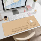 4 PCS Mouse Pad Desk Mat Protector, Keyboard Wrist Rest + Comfortable Mouse Pad Wrist Rest +Coaster, Large Gaming Mousepad for Computer Laptop, 35.4"X 15.7" Deskpad for Office Home I Sand Color - Image 3