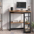 VECELO Corner Computer Desk 41 x 30 inches with Smooth Keyboard & Storage Shelves for Home Office Workstation, Teakwood Brown - Image 6