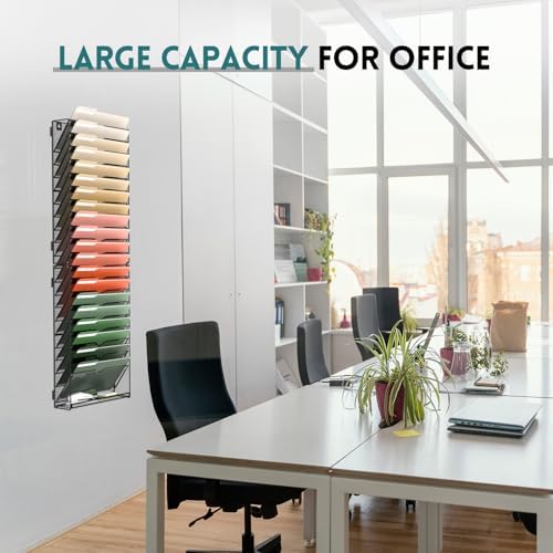 SUPEASY 21 Tier Wall File Organizer, Hanging Wall Mounted Mail Organizer with Label Slots, Metal Mesh File Holder Magazine Rack for Office, Home, School or Classroom, Black - Image 6