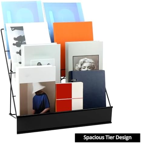 QWORK 4-Tiered Metal Book Display Stand,18.4 x 16.6 x 14.5, Book Signing Wire Rack, Tabletop CD Display Magazine Rack - Image 4