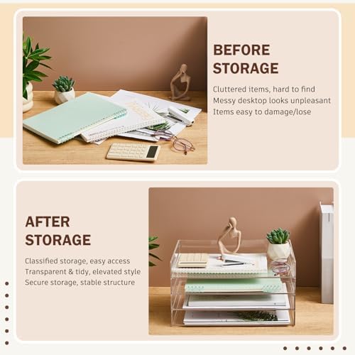 Harloon 4 Tier Paper Organizer Letter Tray Acrylic Desk File Organizer - Image 5