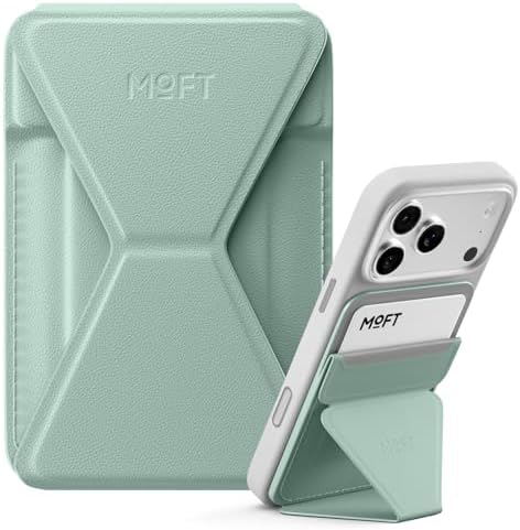 MOFT Magnetic Wallet Stand Compatible with iPhone 17/16/15/14/13/12 Series, Angle Adjustment & Magsafe Compatible MOVAS Phone Stand,Seafoam by MOFT
