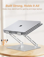 Aoviho Aluminum Laptop Stand for Desk Fit for All 10"-17.3" Laptops, Silver - Image 2