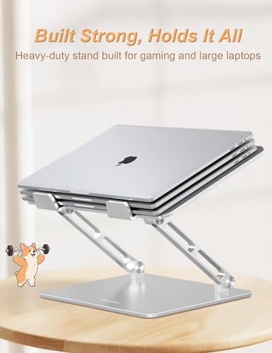 Aoviho Aluminum Laptop Stand for Desk Fit for All 10"-17.3" Laptops, Silver - Image 2