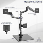 VIVO Pneumatic Arm Triple Ultrawide Monitor Desk Stand for Up to 49 inch Screens with Tempered Glass Base, Holds 3 Ultra Wides Up to 33 lbs Each, Black, STAND-V300FG - Image 3