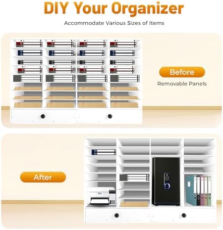 Adjustable Literature Organizer,32 Slots Desktop Mail Center Storage - Image 4