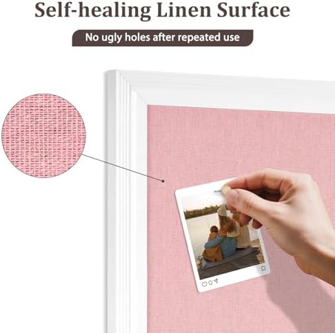 DOLLAR BOSS Bulletin Boards with Linen, 24"x18" Pink Cork Board, White - Image 2