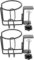 Kichvoe Clip On Cup Holder for Desk - 2-in-1 Anti-Spill Bottle Stand Cups Under Desk Headphone Hanger, Clamp On Table Rack for Camping Office Gaming Accessories by Kichvoe