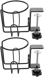 Kichvoe Clip On Cup Holder for Desk - 2-in-1 Anti-Spill Bottle Stand Cups Under Desk Headphone Hanger, Clamp On Table Rack for Camping Office Gaming Accessories by Kichvoe