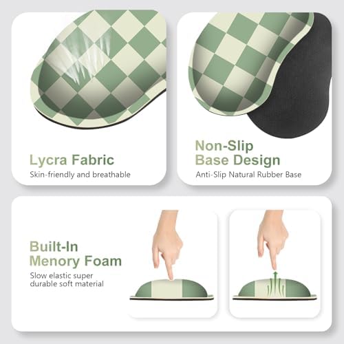 Large Gaming Mouse Pad Set, 4 in1 Ergonomics Keyboard Desk Mat with Memory Foam Wrist Rest, Extended Game Mousepad, Non-Slip Desk Pad Matt Easy Typing Pain Relief I Green Checkered - Image 6