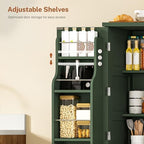 Pantry Cabinet with 4 Doors, Kitchen Storage Cabinet with Door Shelves, - Image 6
