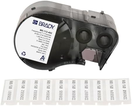 Brady Authentic (M5-112-492) FreezerBondz™ Ultra-Thin Cryogenic Polyester Labels 0.375" H x 1.25" W Black on White, 360 Labels. for use with The BMP51 and M511 Label Printers by BradyCorp