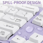 Wireless Keyboard and Mouse Combo,2.4G Ergonomic Wave Keys(Purple) - Image 5