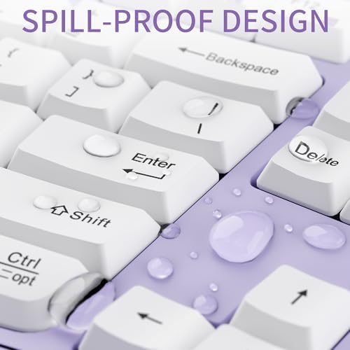 Wireless Keyboard and Mouse Combo,2.4G Ergonomic Wave Keys(Purple) - Image 5