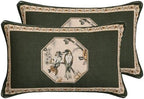 ISAENNE Vintage Linen Rectangle Throw Pillow Cover,Set of 2,20"x12"-Murad E by Isaennehomedecoration