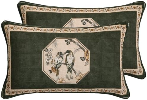 ISAENNE Vintage Linen Rectangle Throw Pillow Cover,Set of 2,20"x12"-Murad E by Isaennehomedecoration