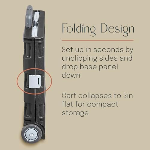 Folding Mobile Utility Cart, Canvas Organizer Bag, Black/Grey - Image 5