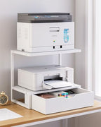 IBUYKE 2 Tier Desktop Printer Stand with Storage Drawer TLJ015W by IBUYKE