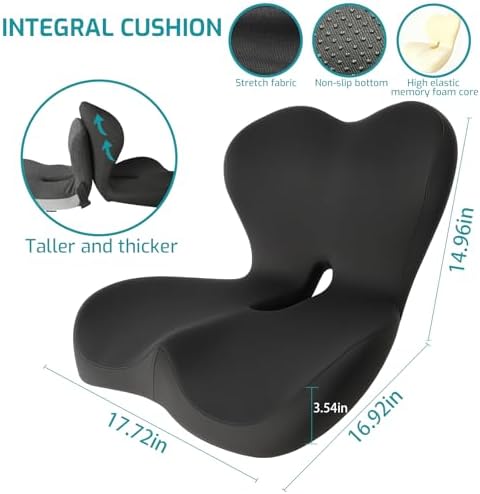 Memory Foam Seat Cushion,Office Chair Cushion with Lumbar Support for Back Pressure Relief, Car Seat Cushion with Adjustable Strap,Sciatica Pad Cushions for Car,Truck, Desk,Gaming Chair - Image 6