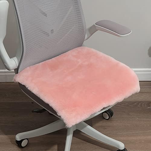 LLB Sheepskin Shearling Chair Cushions and Dining Room Chair Pads - Seat Cushions for Office, Computer and Living Room 19x19 Inch (Pack of 1), Light Pink - Image 2
