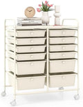 LDAILY 12 Drawer Rolling Storage Cart, Craft Cart Organizer on Wheels w/Metal Frame, Large Capacity & Smooth Drawer, Rolling Cart w/Drawers for Classroom, Office by LDAILY
