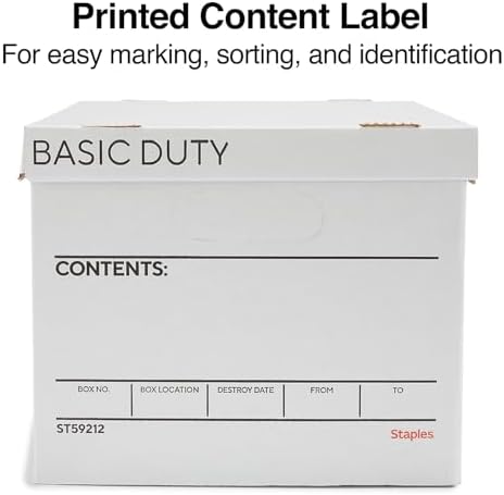 Staples Storage & Filing Box, Basic-Duty with Handles & Removeable Lid, Letter & Legal Size Documents, Stackable, 20-Pack, White/Black - Image 5