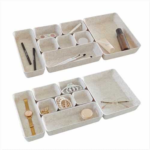 16-Piece Felt Desk Drawer Organizer Tray Set in 4-Sizes, Oatmeal by Unknown