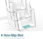 Brochure Holder 4x9 Inch 3 Tier Acrylic Literature Holders Clear Plastic Flyer Display Stand Countertop Use or Wall Mount Pamphlet Holder Organizer for Office, Lobby, Hotel, Trade Show, 4 Pack - Image 3
