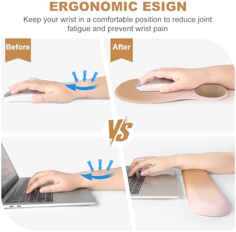 4-in-1 Large Gaming Mouse Pad, Keyboard Wrist Rest Pad & Wrist Support Mousepad Set, Extended Desk Pad Waterproof Desk Mat Protector for Home Office Decor Study Game 35.4×15.7 Inches I Milk Tea Brown - Image 4