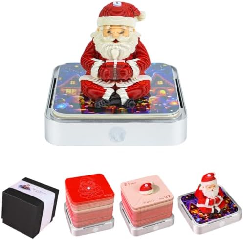 3D Calendar 2027, Desk Time Piece Calendar 2027,Tear-Away 3D Paper Art Notepad w LED Lights,Creative 3D Memo Artsy Pad Calendars, DIY Paper Carving Gift (Santa Claus) by Ksgolif