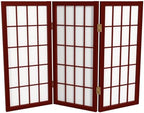 2 ft. Short Desktop Window Pane Shoji Screen - Rosewood - 3 Panels by RedLantern