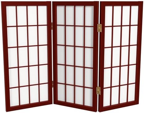 2 ft. Short Desktop Window Pane Shoji Screen - Rosewood - 3 Panels by RedLantern